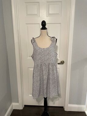 Sleeveless White & Black Speckled Sundress or Swim cover Up